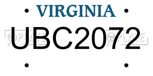 UBC2072 Virginia License Plate