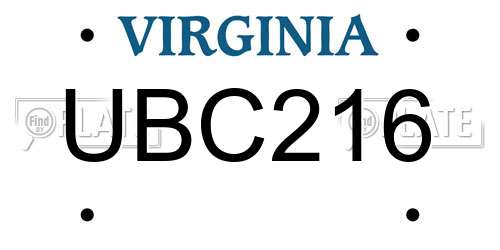 UBC216 Virginia License Plate