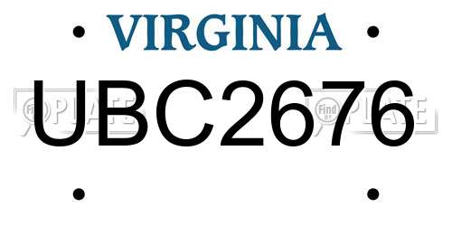 UBC2676 Virginia License Plate