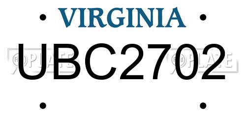 UBC2702 Virginia License Plate