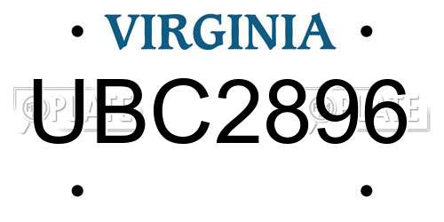UBC2896 Virginia License Plate