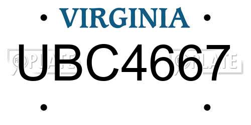 UBC4667 Virginia License Plate