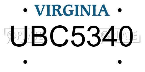UBC5340 Virginia License Plate