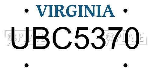 UBC5370 Virginia License Plate