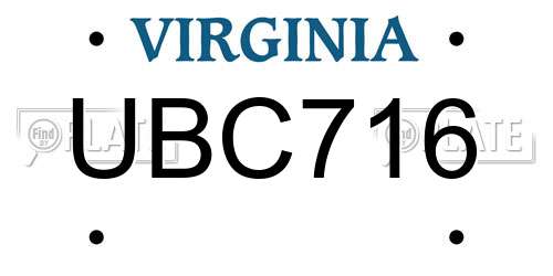 UBC716 Virginia License Plate