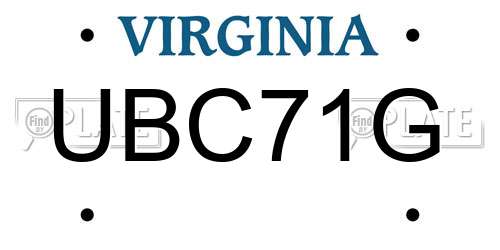 UBC71G Virginia License Plate