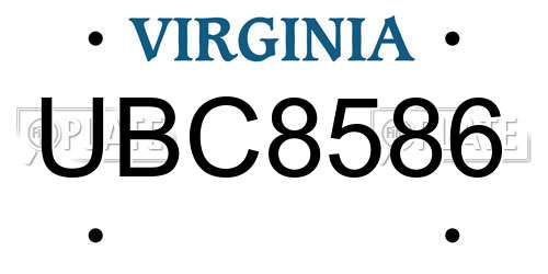 UBC8586 Virginia License Plate