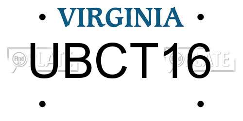 UBCT16 Virginia License Plate