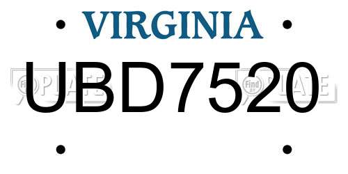 UBD7520 Virginia License Plate