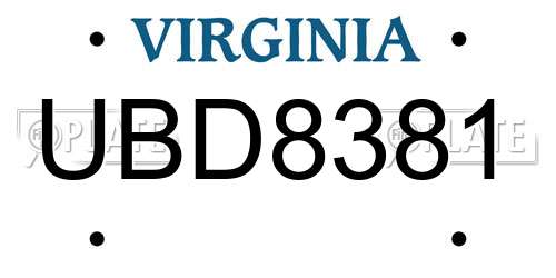 UBD8381 Virginia License Plate