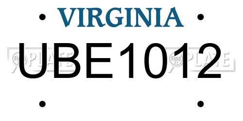 UBE1012 Virginia License Plate