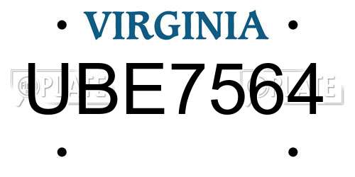 UBE7564 Virginia License Plate