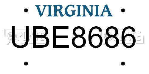 UBE8686 Virginia License Plate