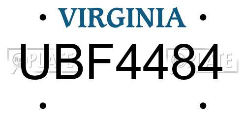 UBF4484 Virginia License Plate