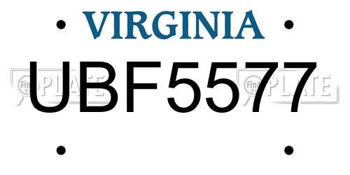 UBF5577 Virginia License Plate