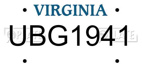UBG1941 Virginia License Plate