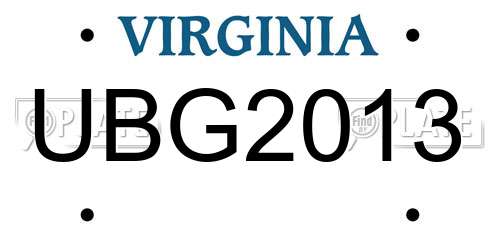 UBG2013 Virginia License Plate