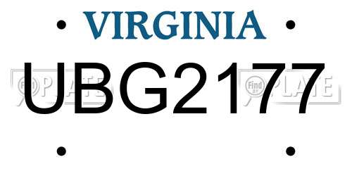 UBG2177 Virginia License Plate