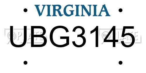 UBG3145 Virginia License Plate