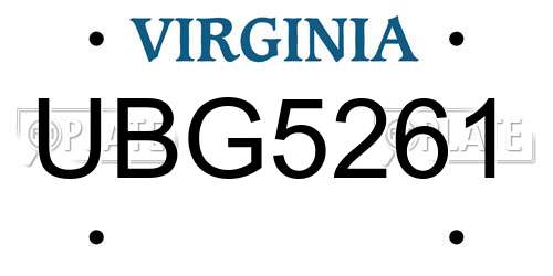 UBG5261 Virginia License Plate