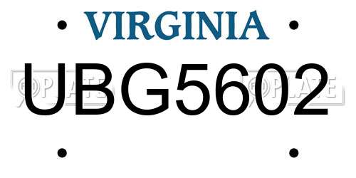 UBG5602 Virginia License Plate