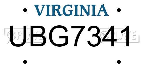 UBG7341 Virginia License Plate