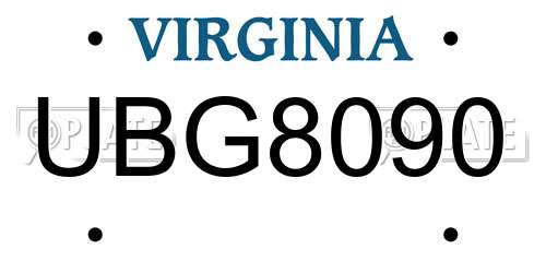 UBG8090 Virginia License Plate