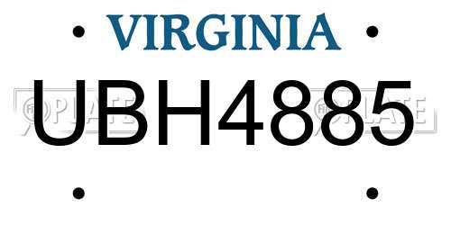 UBH4885 Virginia License Plate