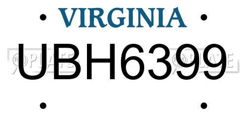 UBH6399 Virginia License Plate