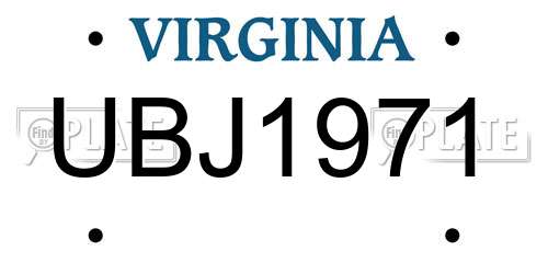 UBJ1971 Virginia License Plate