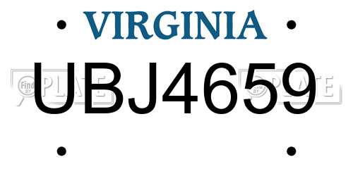 UBJ4659 Virginia License Plate