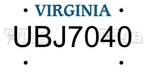UBJ7040 Virginia License Plate