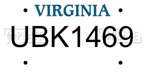 UBK1469 Virginia License Plate