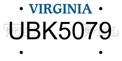 UBK5079 Virginia License Plate