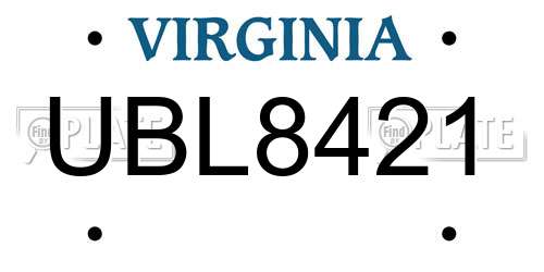 UBL8421 Virginia License Plate