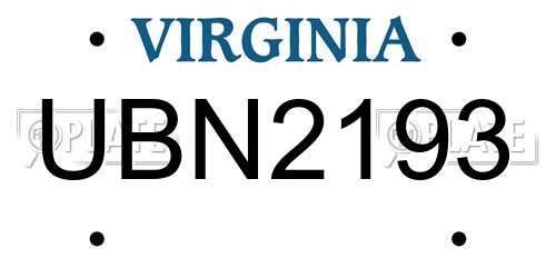 UBN2193 Virginia License Plate