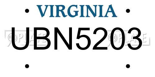 UBN5203 Virginia License Plate