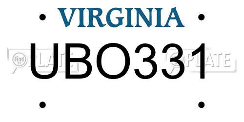 UBO331 Virginia License Plate