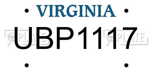 UBP1117 Virginia License Plate