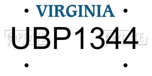 UBP1344 Virginia License Plate