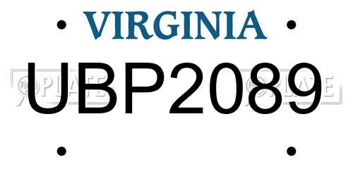 UBP2089 Virginia License Plate