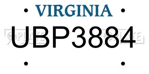 UBP3884 Virginia License Plate
