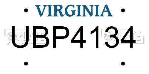 UBP4134 Virginia License Plate