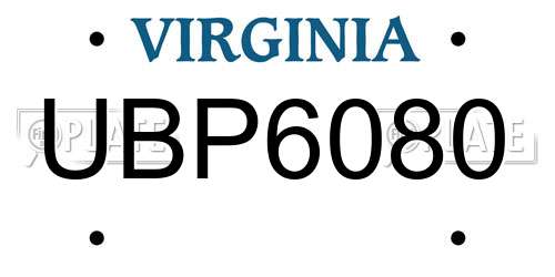 UBP6080 Virginia License Plate