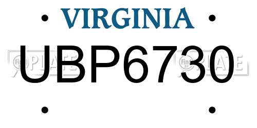 UBP6730 Virginia License Plate