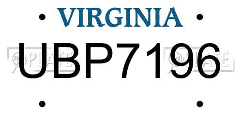 UBP7196 Virginia License Plate