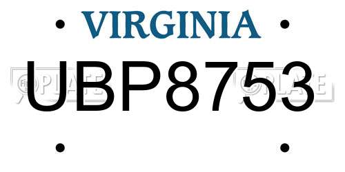 UBP8753 Virginia License Plate