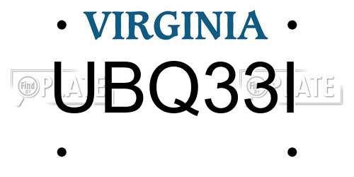 UBQ33I Virginia License Plate