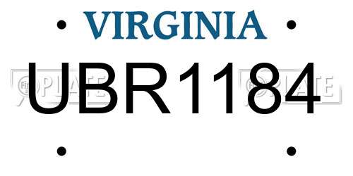 UBR1184 Virginia License Plate