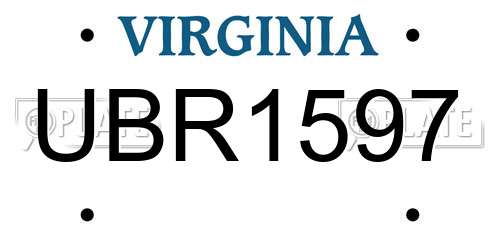 UBR1597 Virginia License Plate